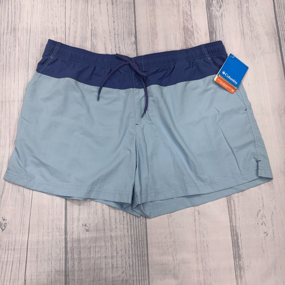 NWT Columbia Sandy River Color Blocked Shorts XL Blue Omni Shade UPF 30 Womens